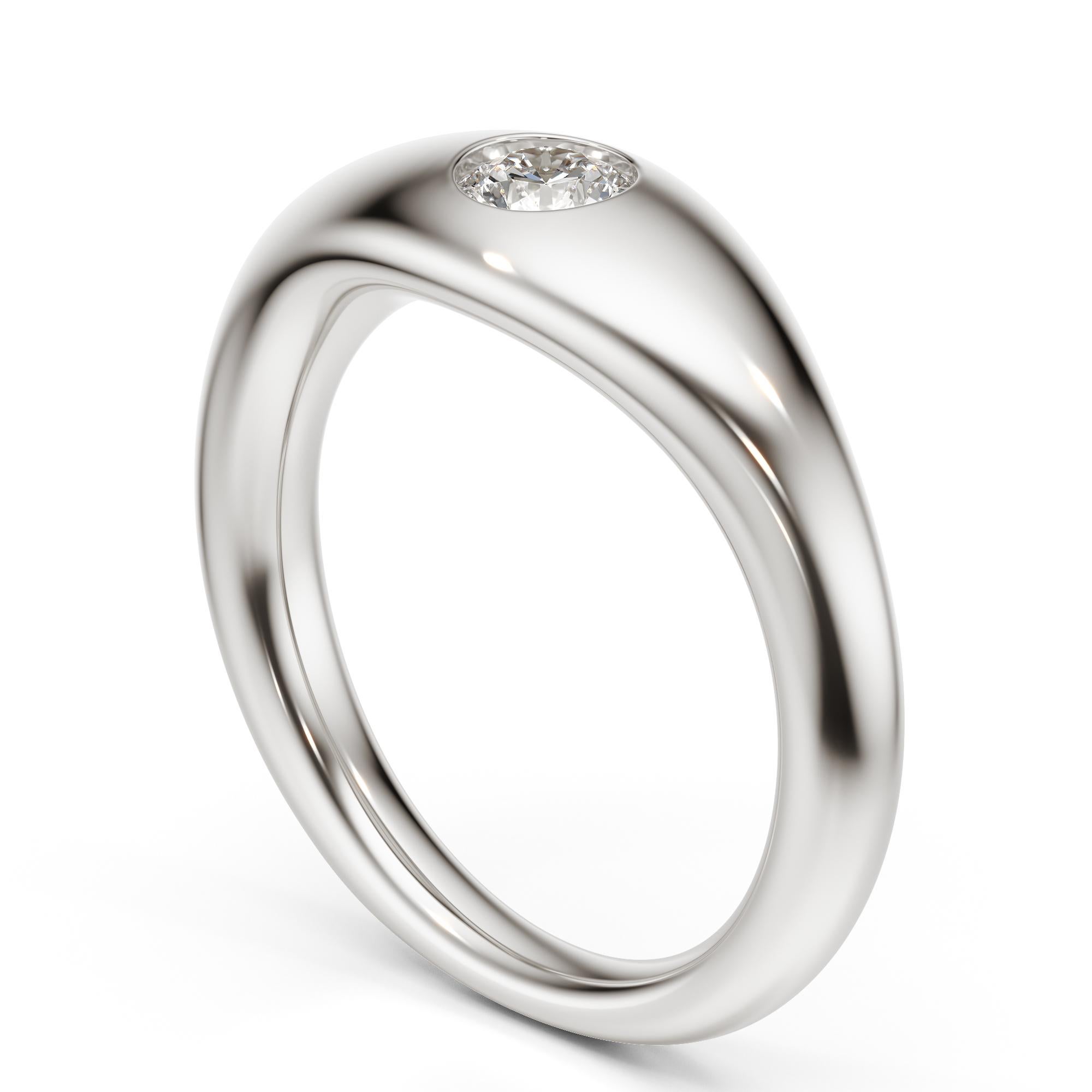 For Sale:  Ruth Nyc Lun Ring, 14k White Gold and Diamond 3