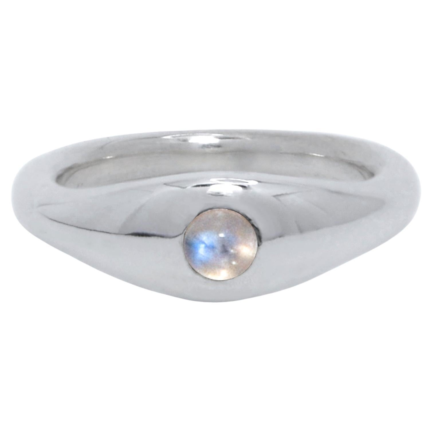 For Sale:  Ruth Nyc Lun Ring, 14k White Gold and Moonstone Ring