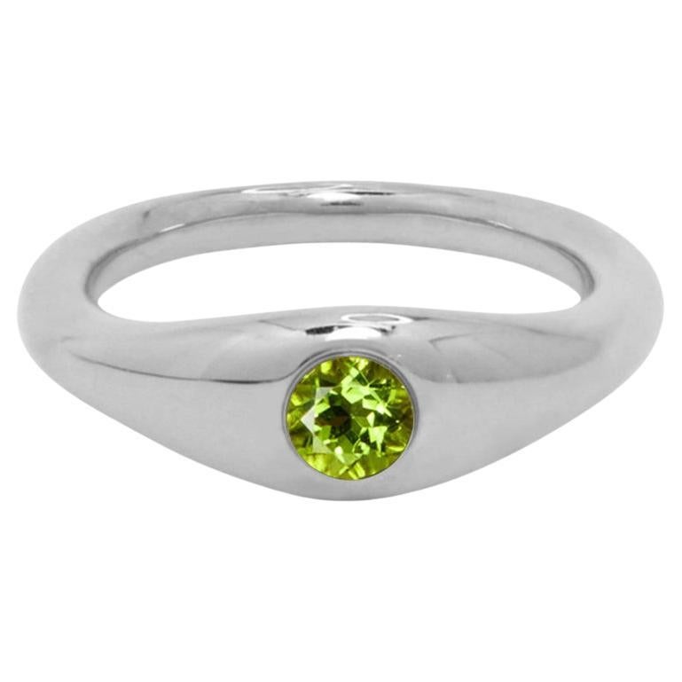 For Sale:  Ruth Nyc Lun Ring, 14k White Gold and Peridot Ring