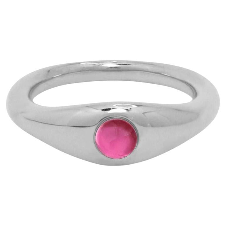 For Sale:  Ruth Nyc Lun Ring, 14k White Gold and Pink Tourmaline Ring