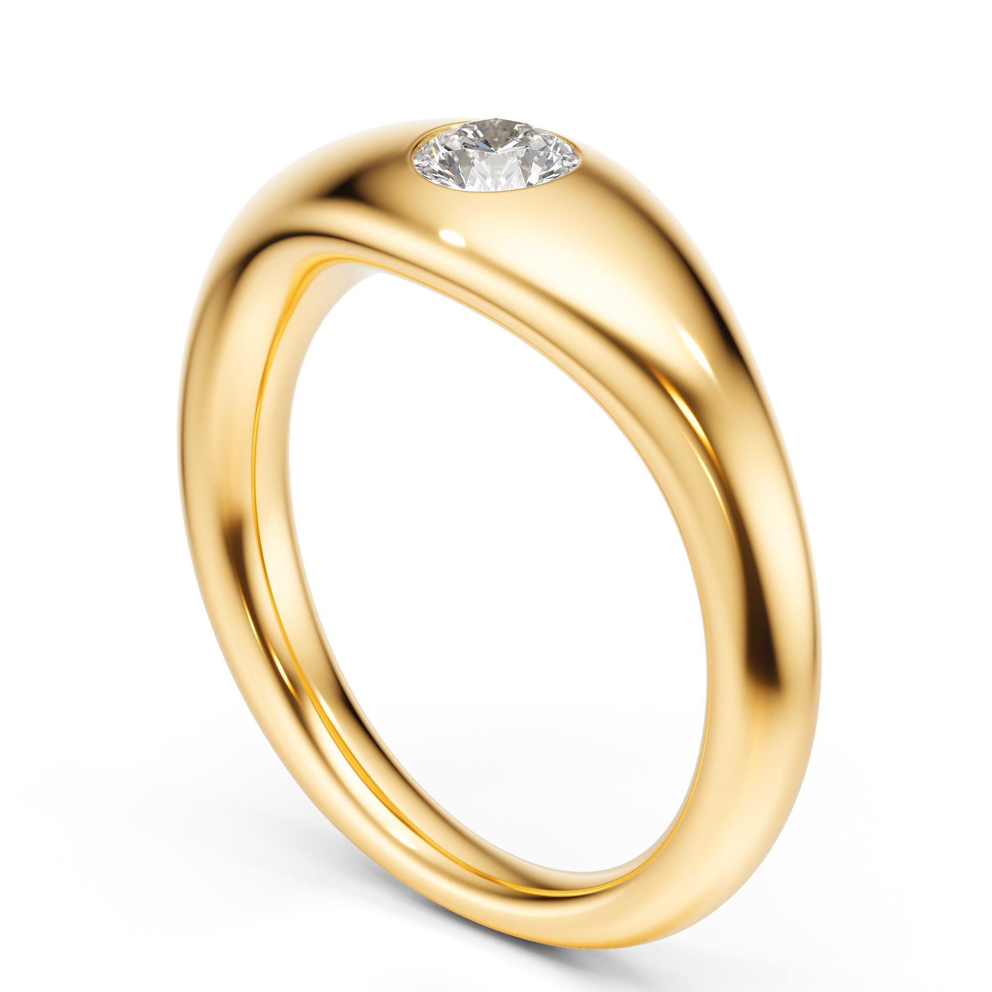 For Sale:  Ruth Nyc Lun Ring, 14k Yellow Gold and Diamond 3