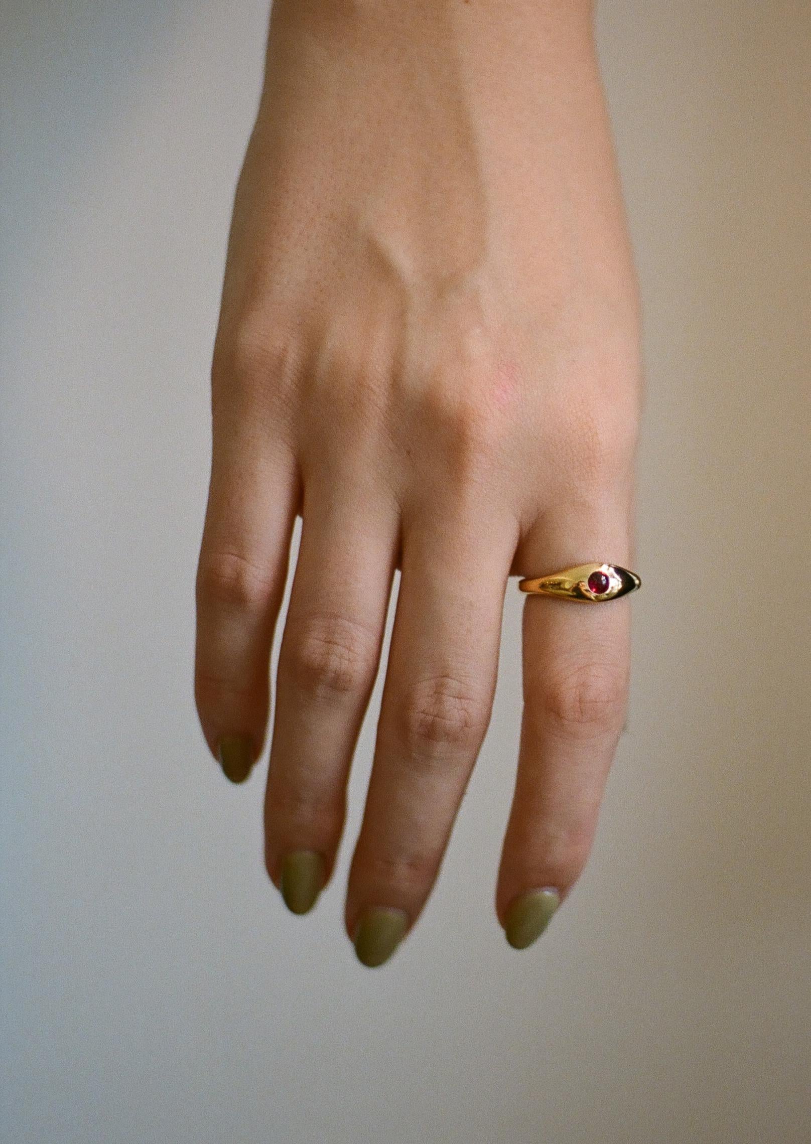 For Sale:  Ruth Nyc Lun Ring, 14k Yellow Gold and Garnet Ring 4
