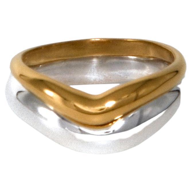 Im Angebot: Ruth Nyc Ripple Ring-Set, zweifarbiger Ring aus 14 Karat Gelb- und Weißgold ()