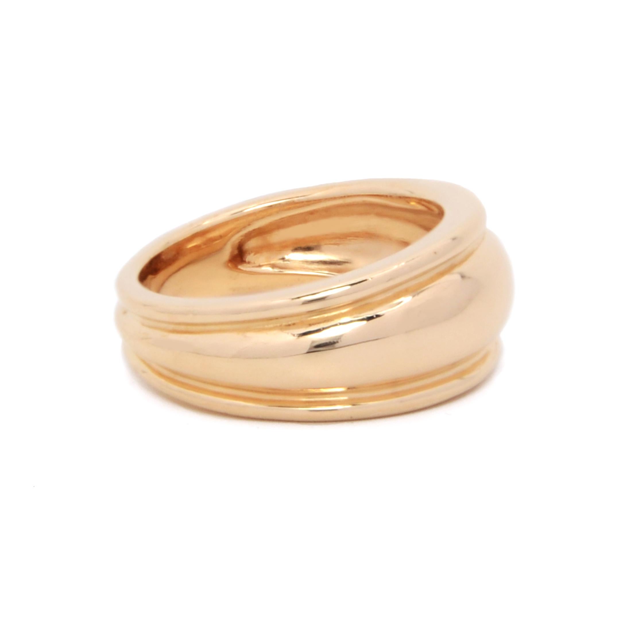 For Sale:  Shield Ring 14k Yellow Gold, Minimalist Dome Ring 3