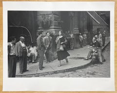 American Girl in Italy, Florence - Woman walking down street, city scene, men