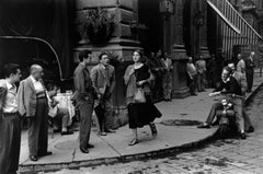 American Girl in Italy, Florence - Woman walking down street, city scene, men