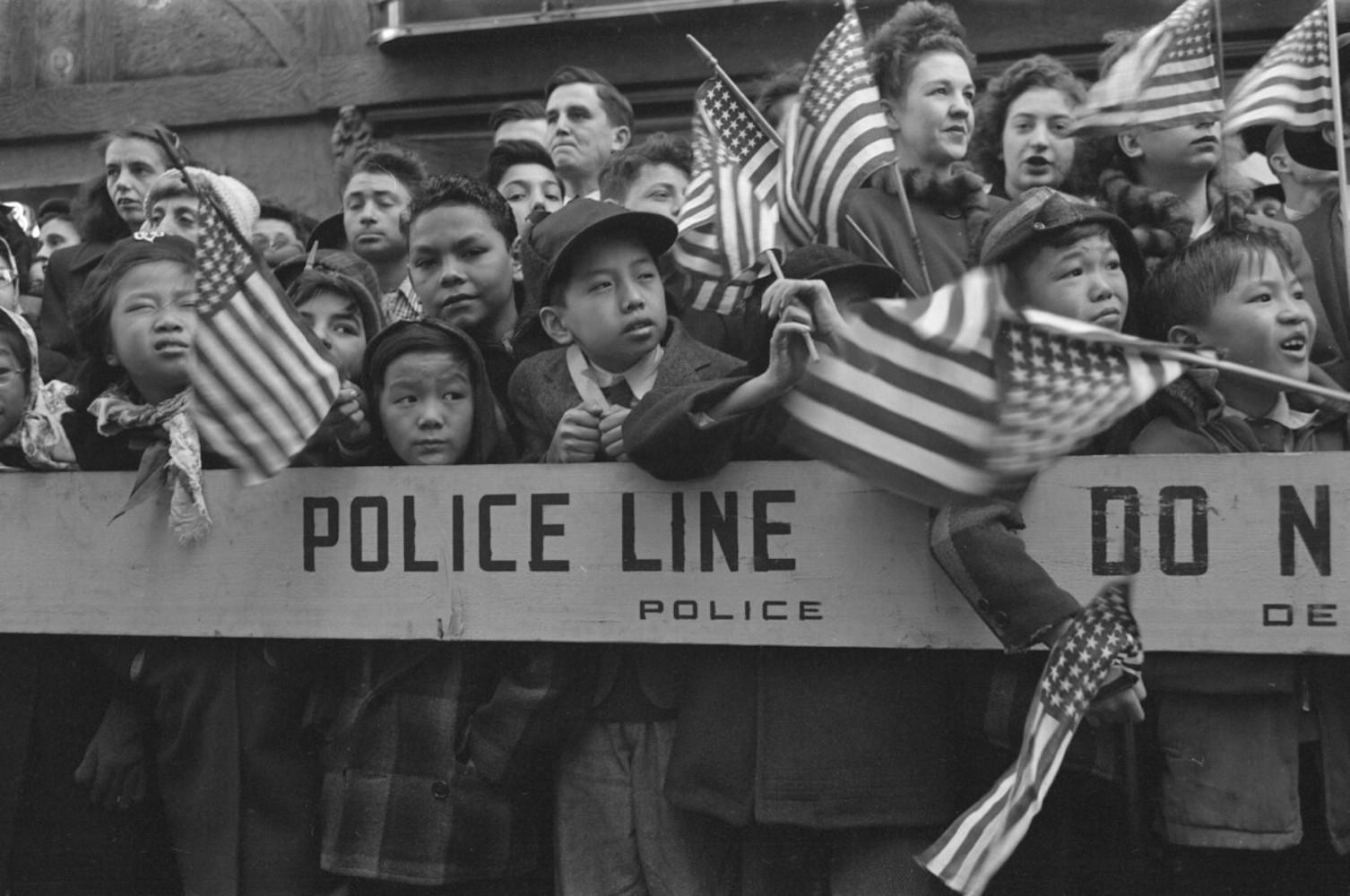 Ruth Orkin Portrait Photograph - Kids with Flags