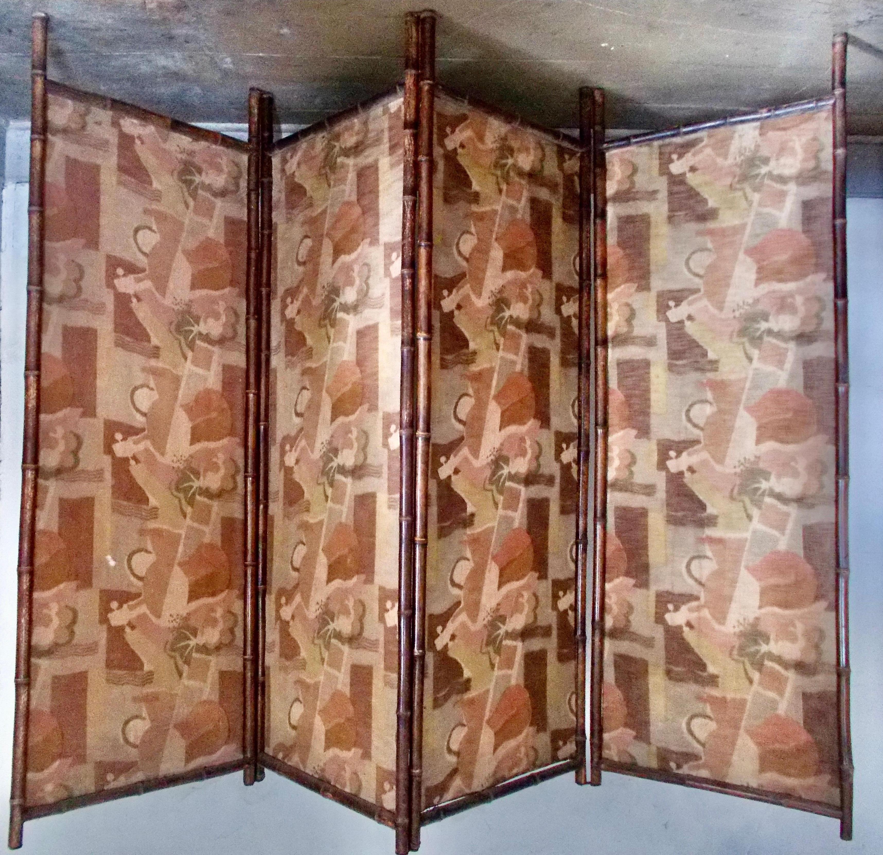 Art Deco Ruth Reeves (attributed) Fabric American Deco Period Screen For Sale