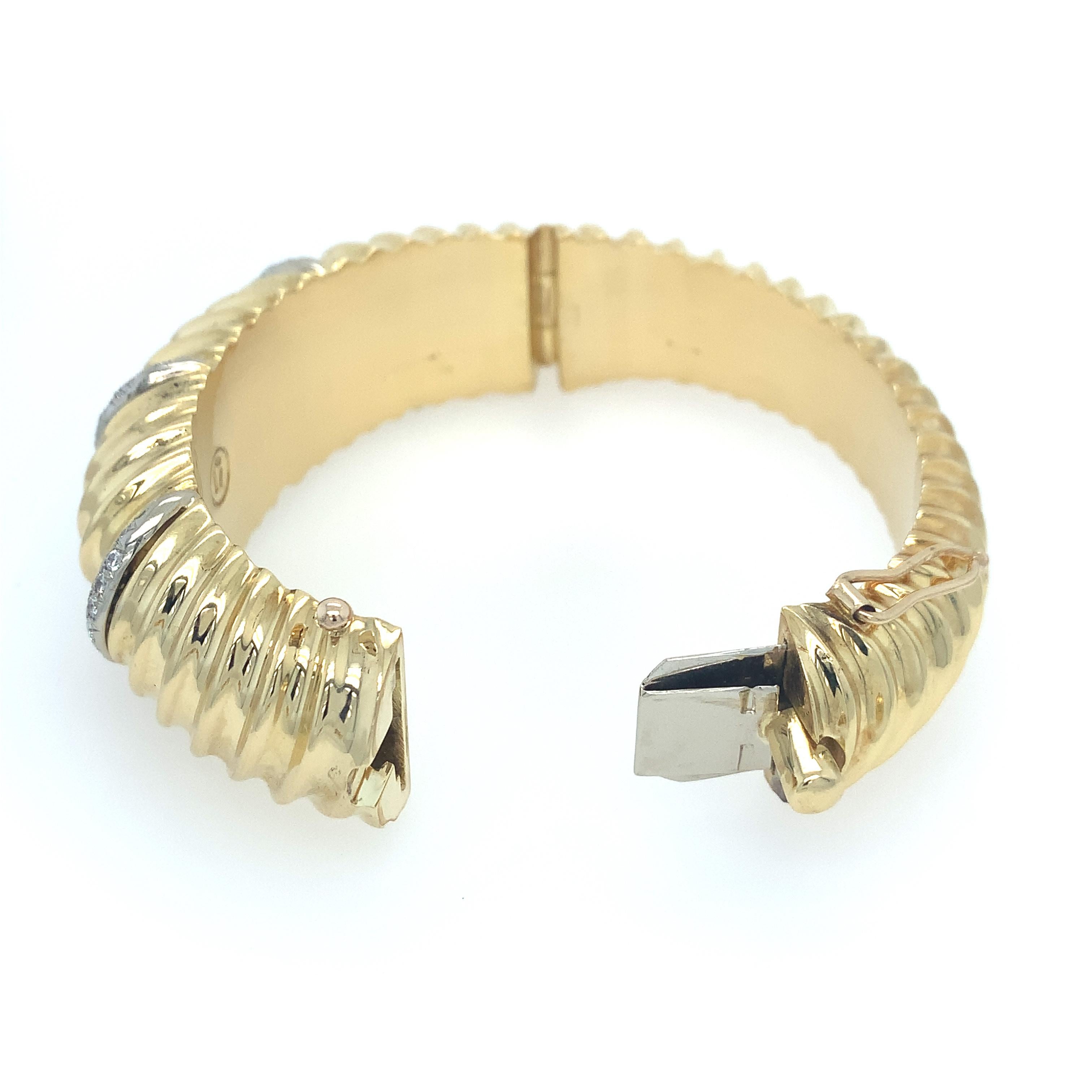 Ruth Satsky 1.00 Carat Diamond and 18k Yellow Gold Bangle Bracelet 1