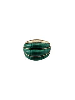 Ruth Satsky 14K Yellow Gold Malachite Dome Ring Size 6.25 #24189