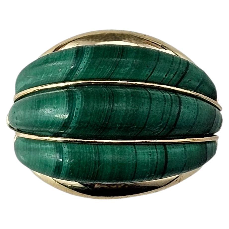 Ruth Satsky 14K Yellow Gold Malachite Dome Ring Size 6.25 #24189 For Sale