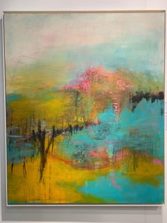 Summer Heat by Ruth Schleeh- Yellow, turquoise abstract, contemporary painting