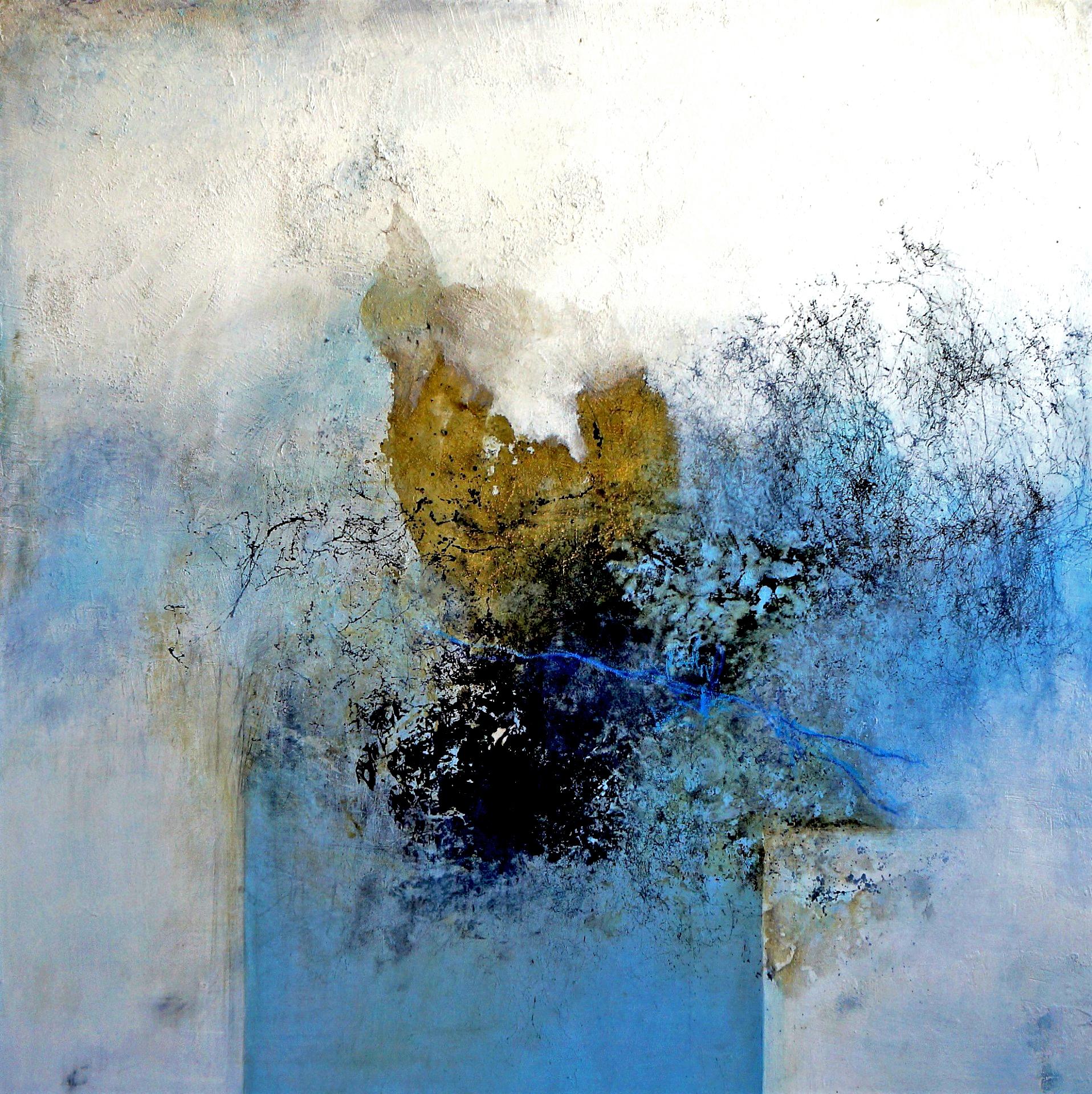 Tranquility by Ruth Schleeh -Blue minimal abstract, contemporary painting