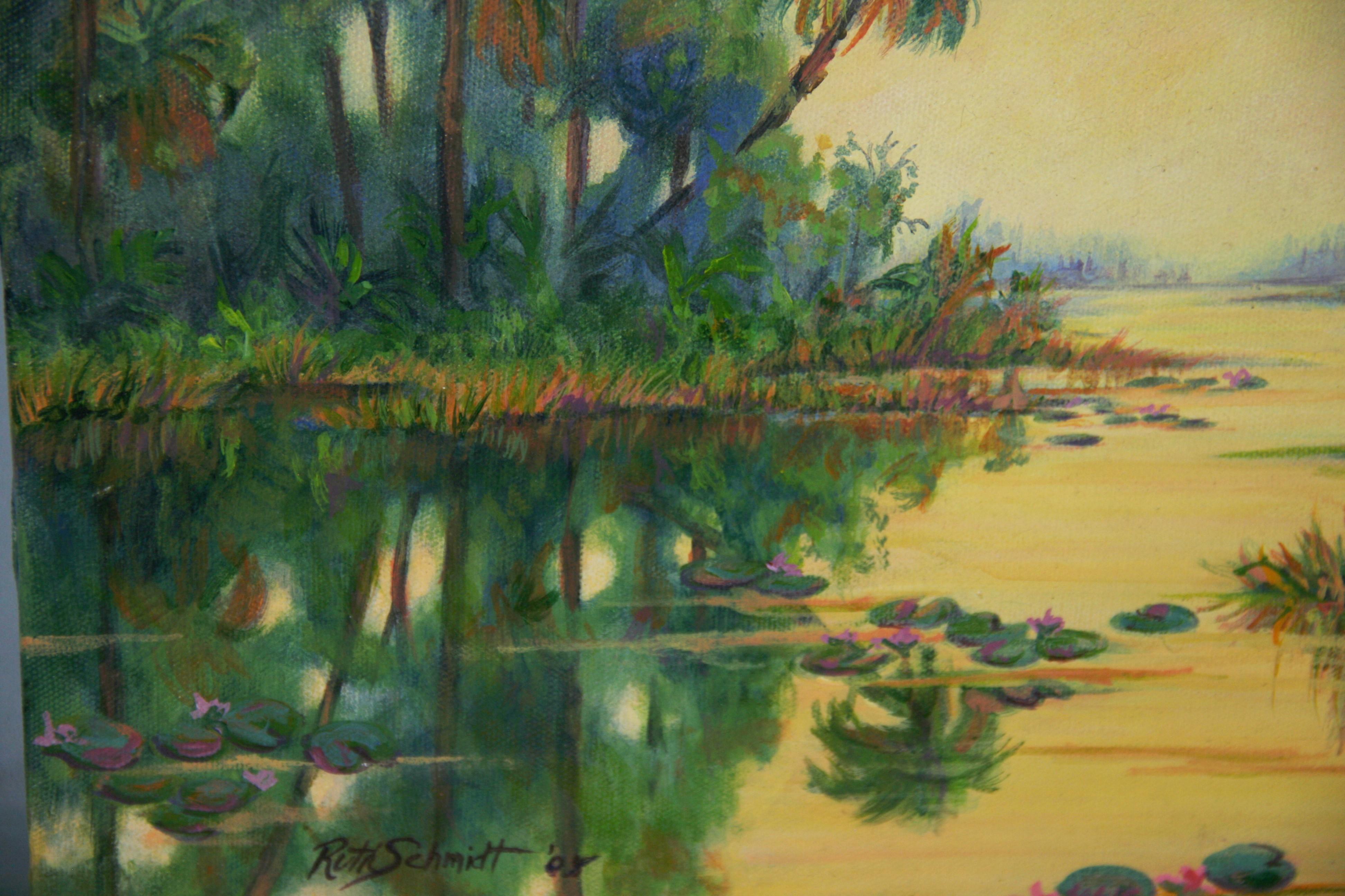 Modern Florida Tropical Landscape - Brown Landscape Painting by Ruth Schmidt