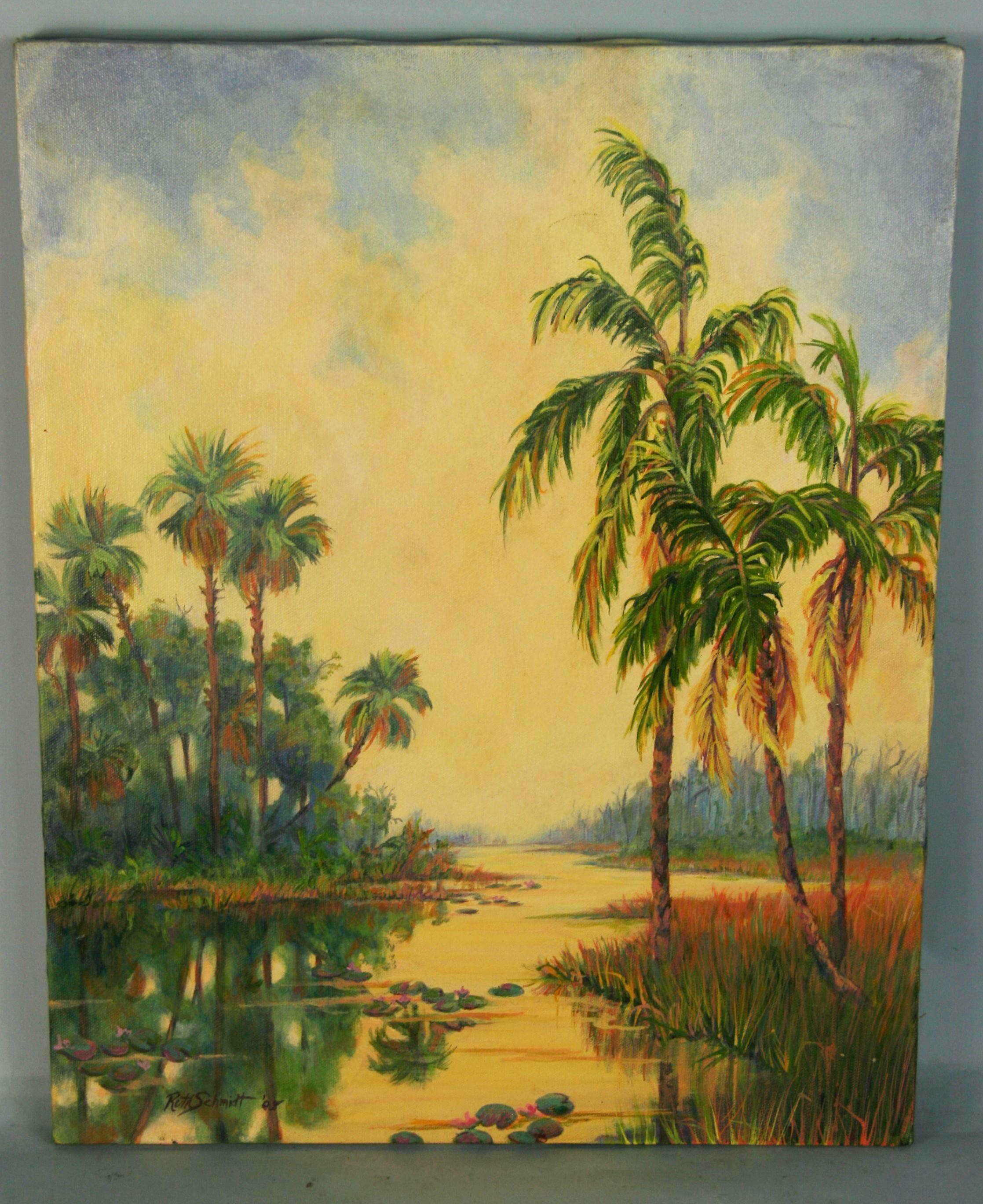 Ruth Schmidt Landscape Painting - Modern Florida Tropical Landscape