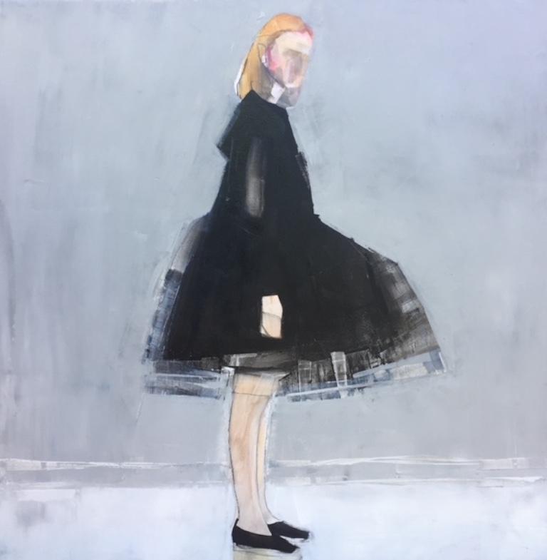 Ruth Shively Figurative Painting - Girl in Black Dress 