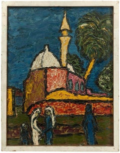 Vintage Akko - Israel, Rare Early Modernist Impasto Painting