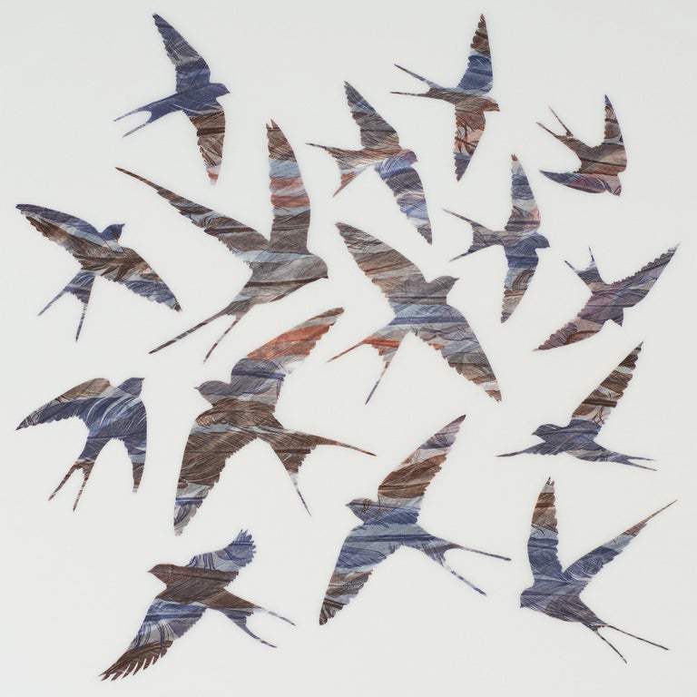 ruth thomas as swift as swallows fly original print feathers stencil japanese paper for sale at 1stdibs