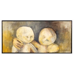 Ruth Unterman "Friends" Signed 1957 Oil Painting Art