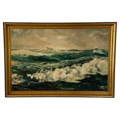 Mid Century Seascape Oil Painting on Canvas by Listed Artist Ruth Vail