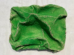 Pieghe verdi e arancioni, texture corallo, tela di cotone organico