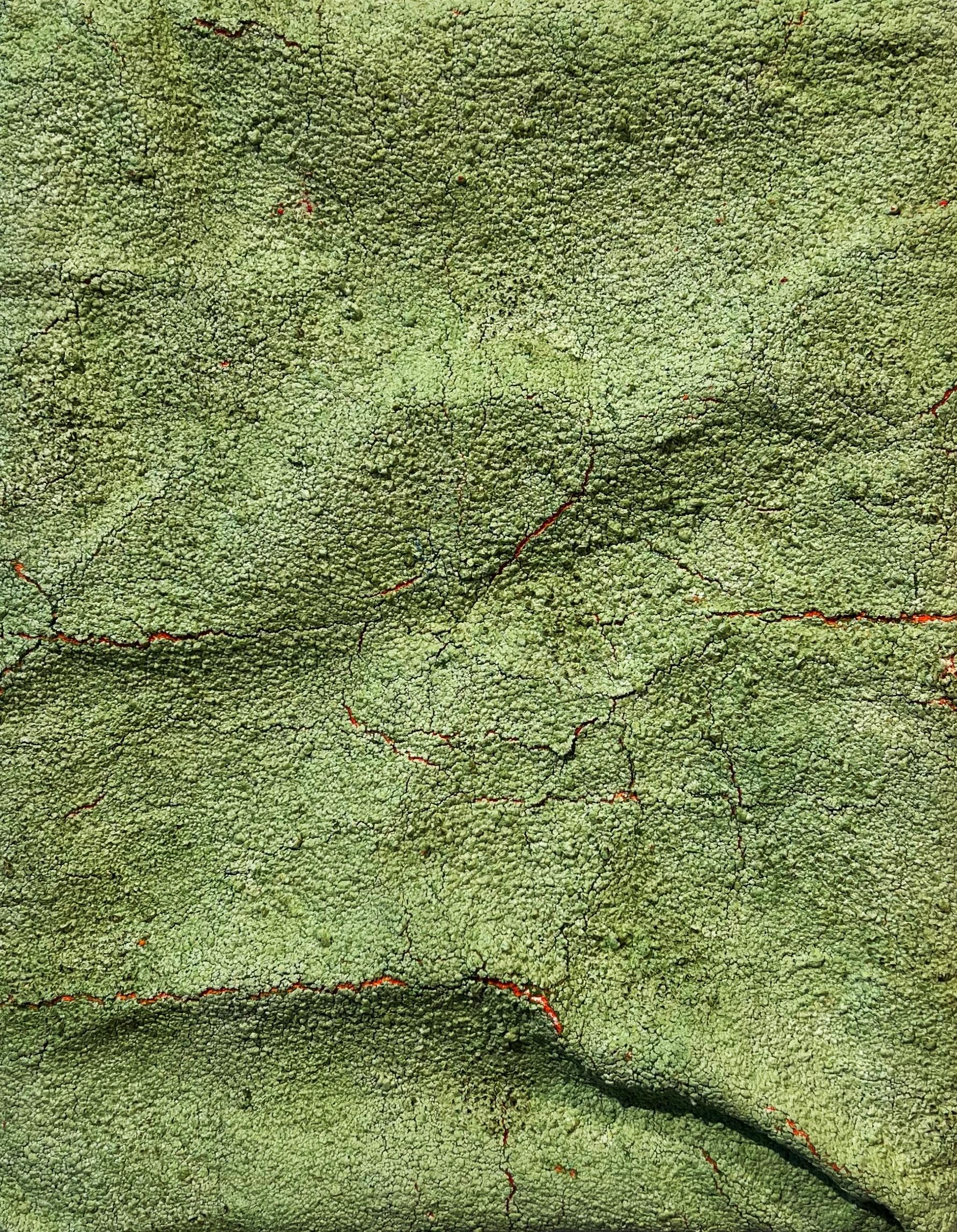 Abstract Painting di Ruth Vidal - un prato verde riempito da centinaia di strati di vernice rimbalzante, un'opera tridimensionale