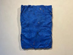 Inflatable painting on canvas, cotton and wood, waves texture and sea blue color