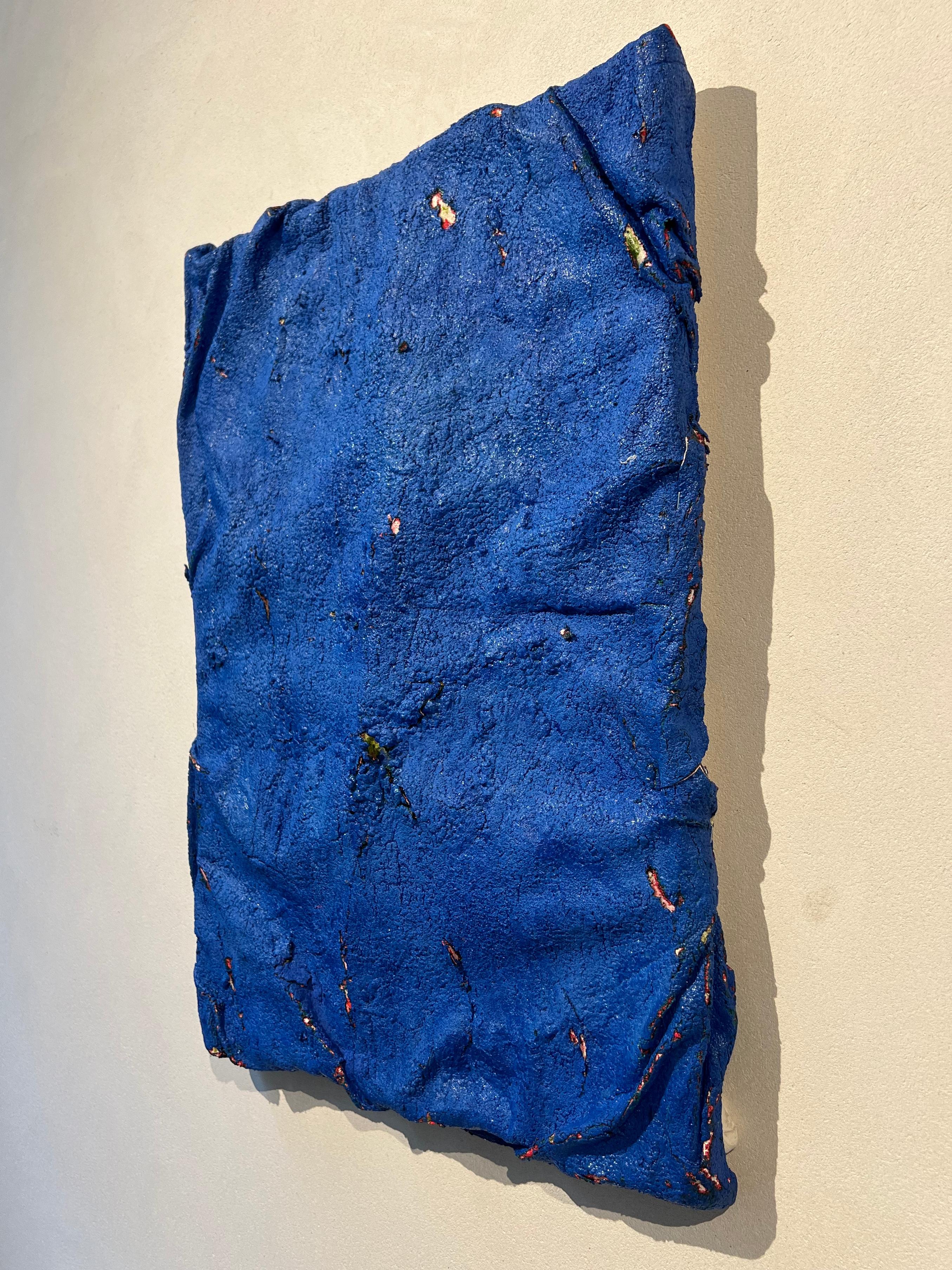 Quadro gonfiabile su tela, cotone e legno, texture delle onde e colore blu mare in vendita 2