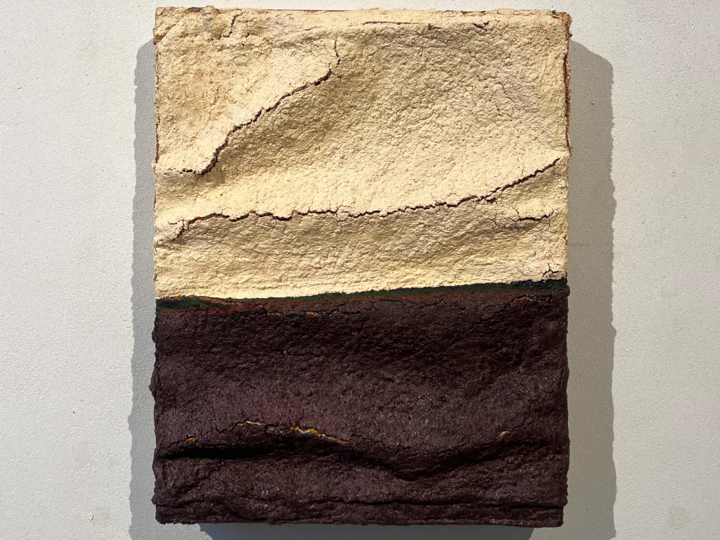 Quadro gonfiabile su tela, montagna beige e terra, texture e pieghevole