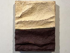 Inflatable painting on canvas, beige and earthy mountain, texture and fold piece