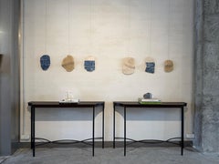 Ceramic wall tile, natural blue pigment and glaze, designer pool tile plate