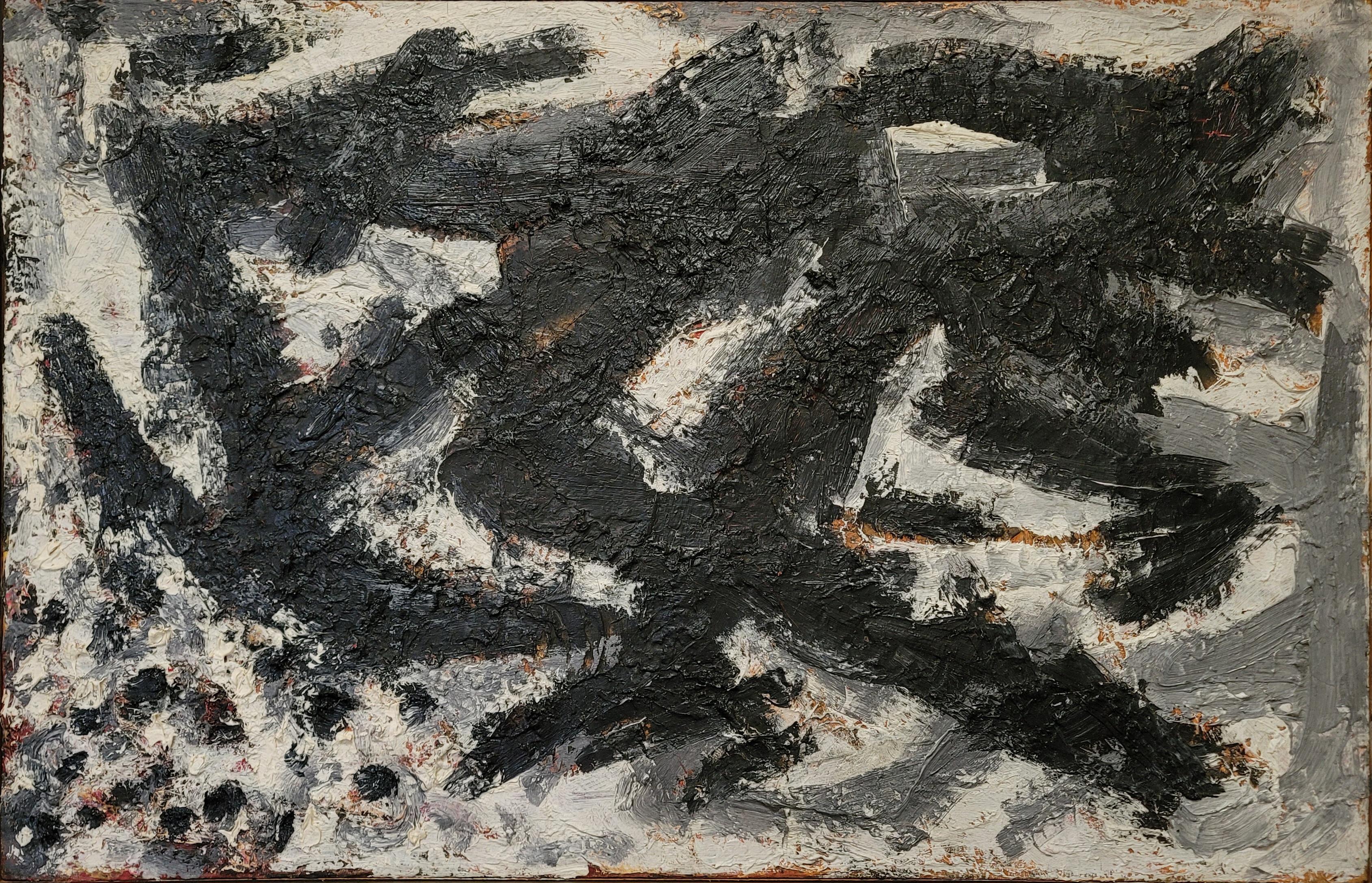 Ruth Wall Abstract Painting - Untitled Black and White