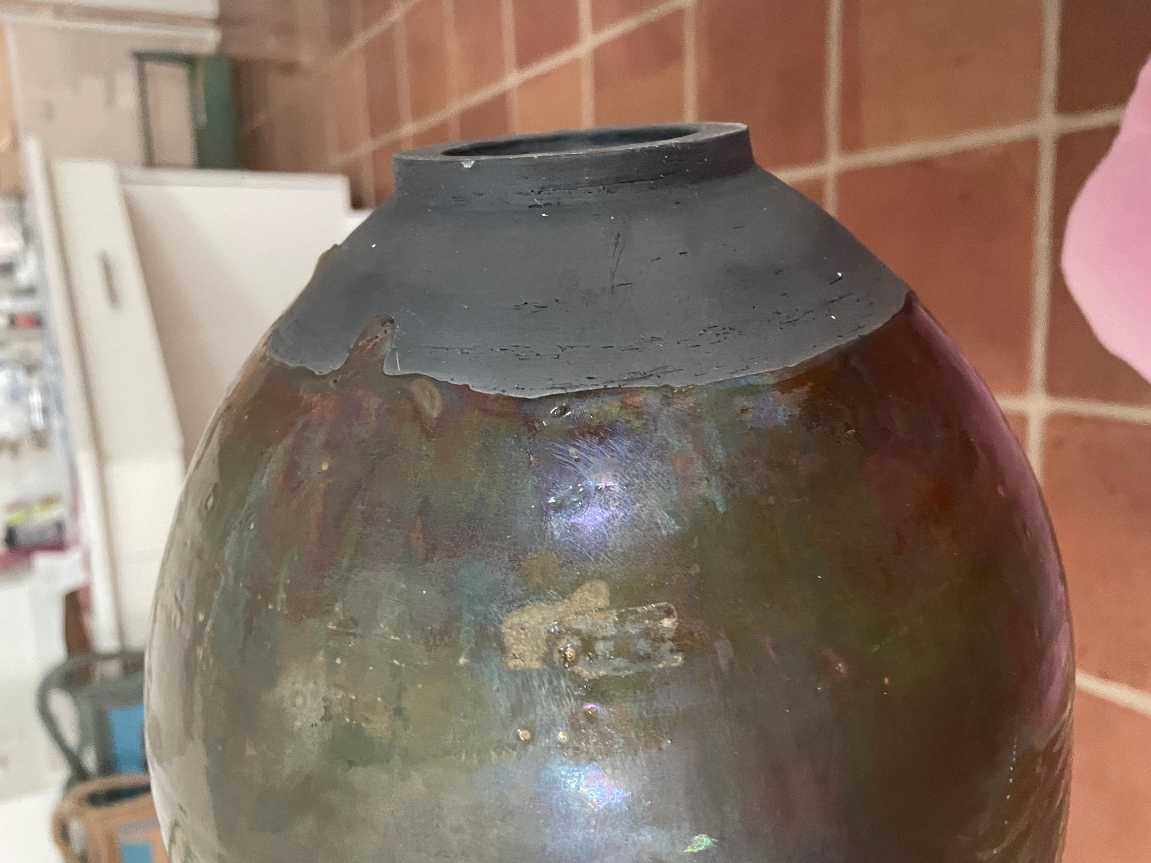 20th Century Ruth Weiner Raku Pot  For Sale