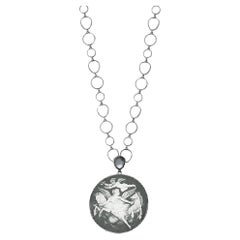 Ruthenium Finish Sterling Silver Guardian Angel and Cherub Cameo Pendant