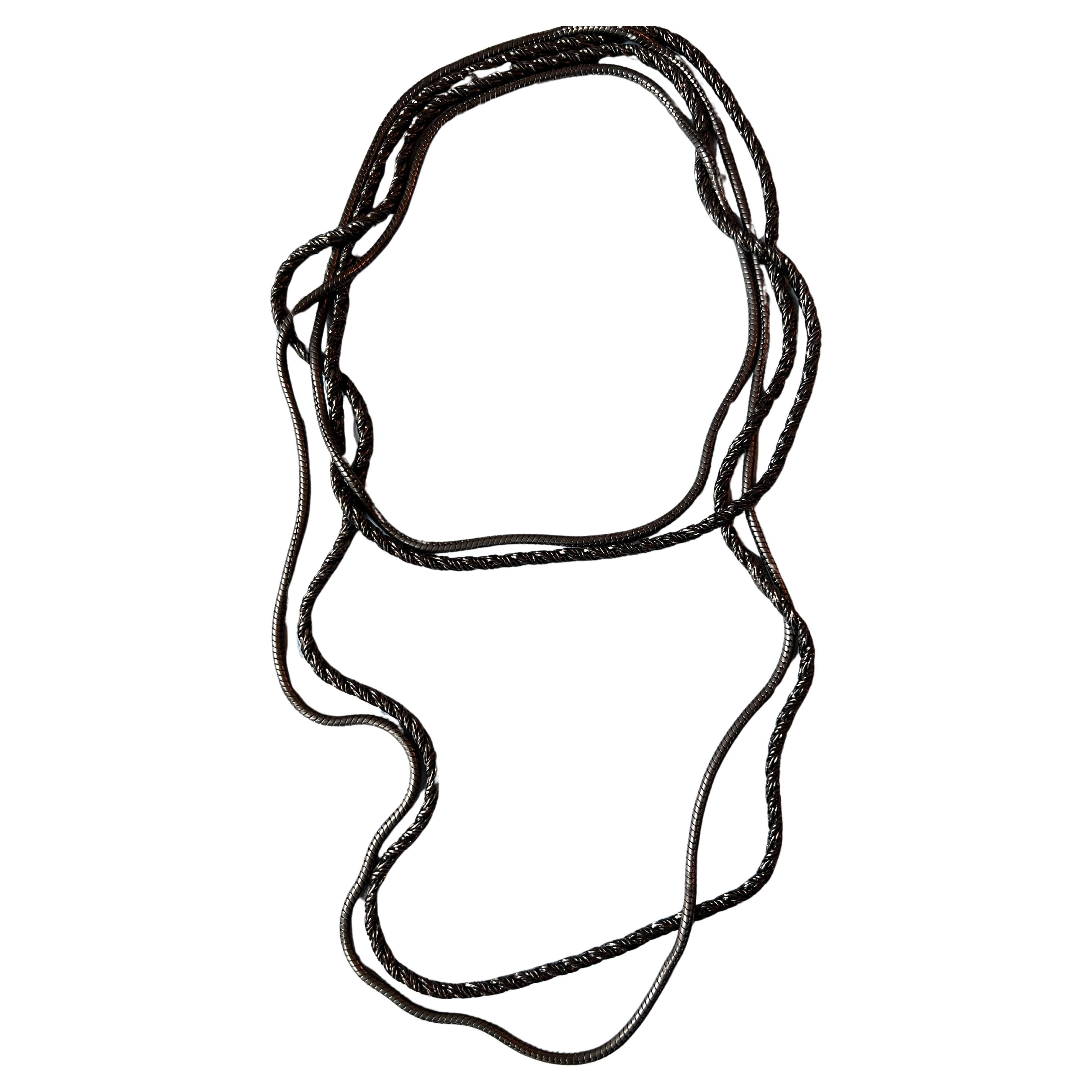 Modern Chunky Chain Necklace Ruthenium Gun Metal Vintage For Sale
