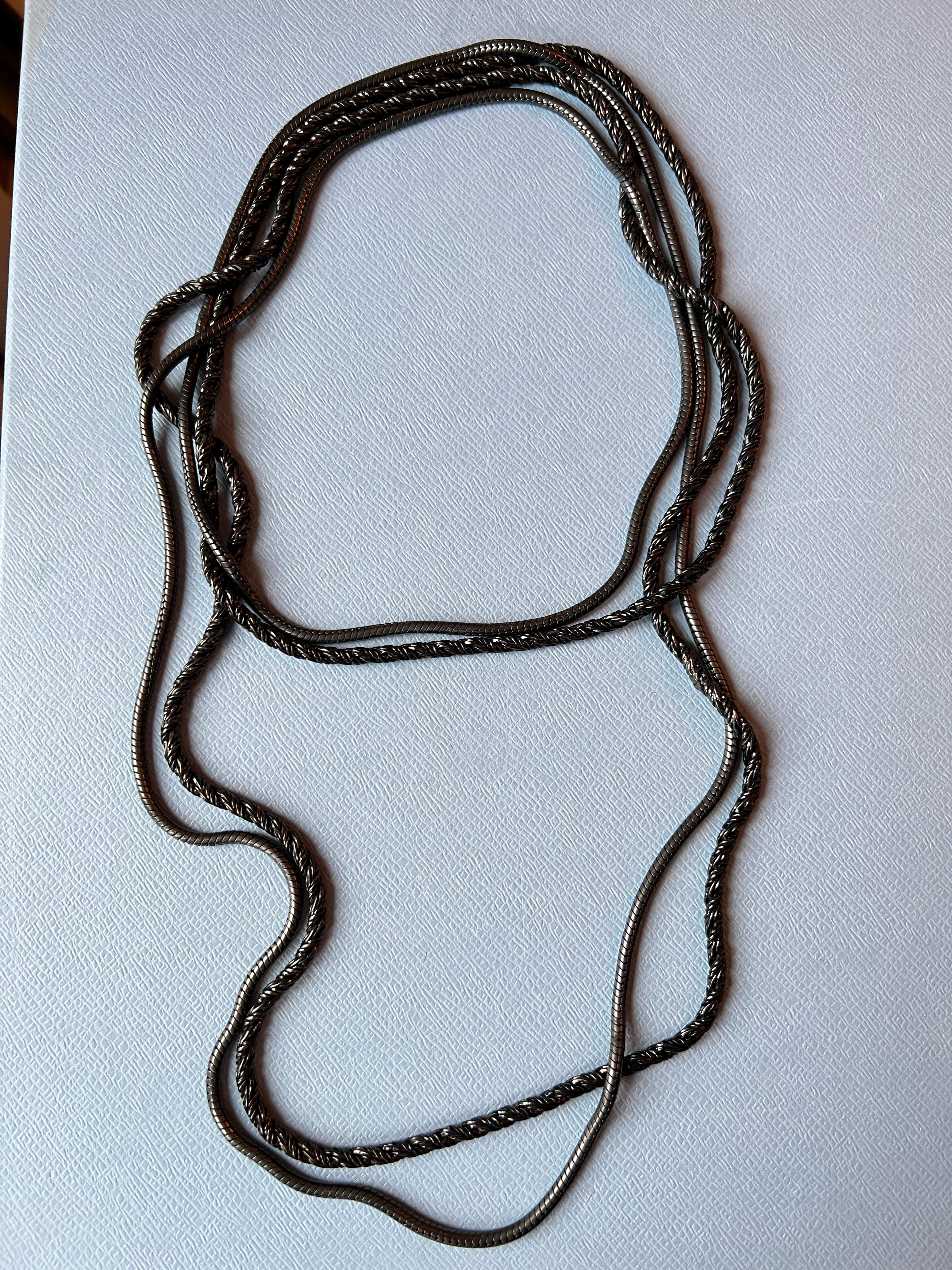 Chunky Chain Necklace Ruthenium Gun Metal Vintage In New Condition For Sale In Los Angeles, CA