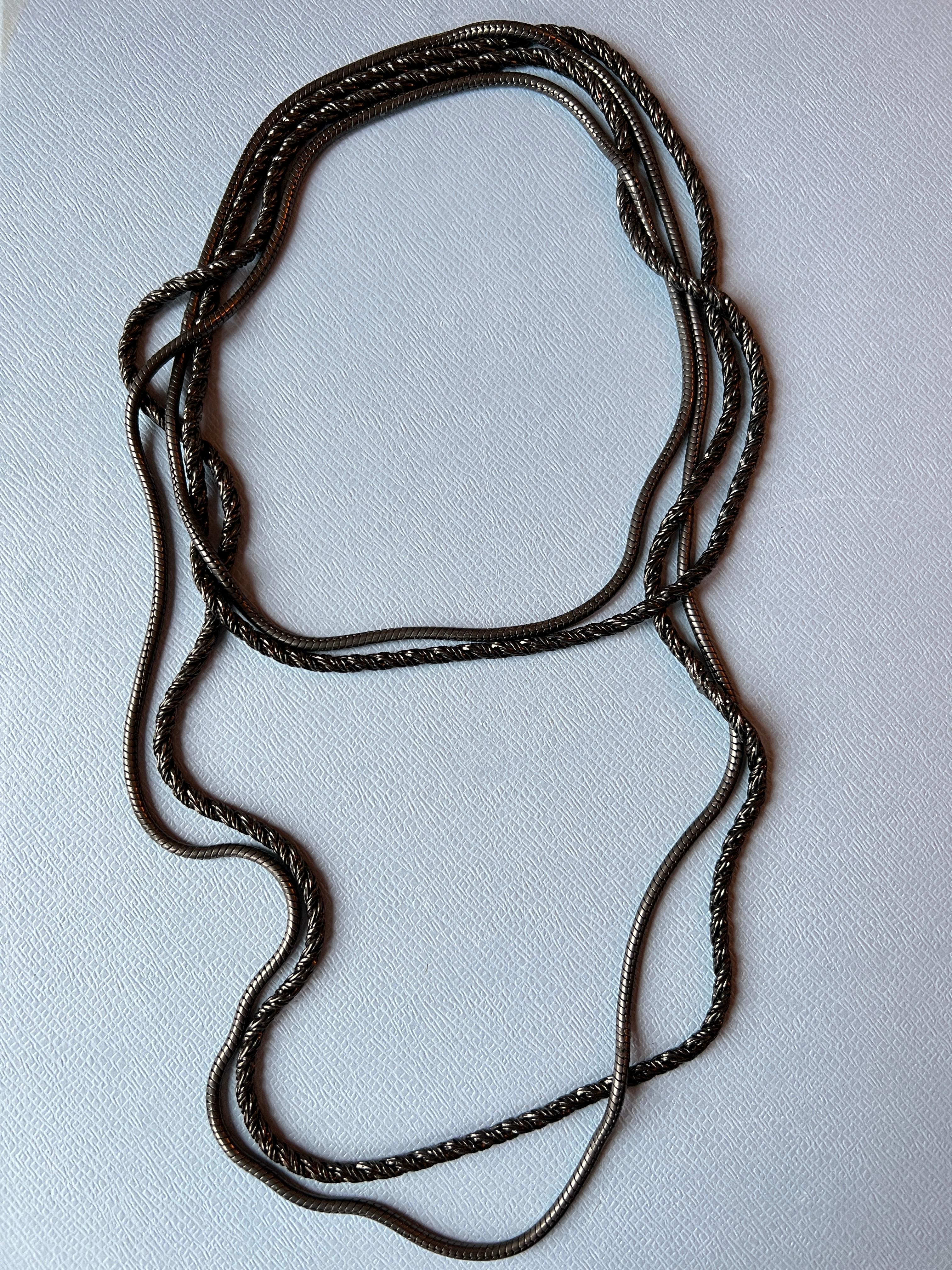 Women's Chunky Chain Necklace Ruthenium Gun Metal Vintage For Sale