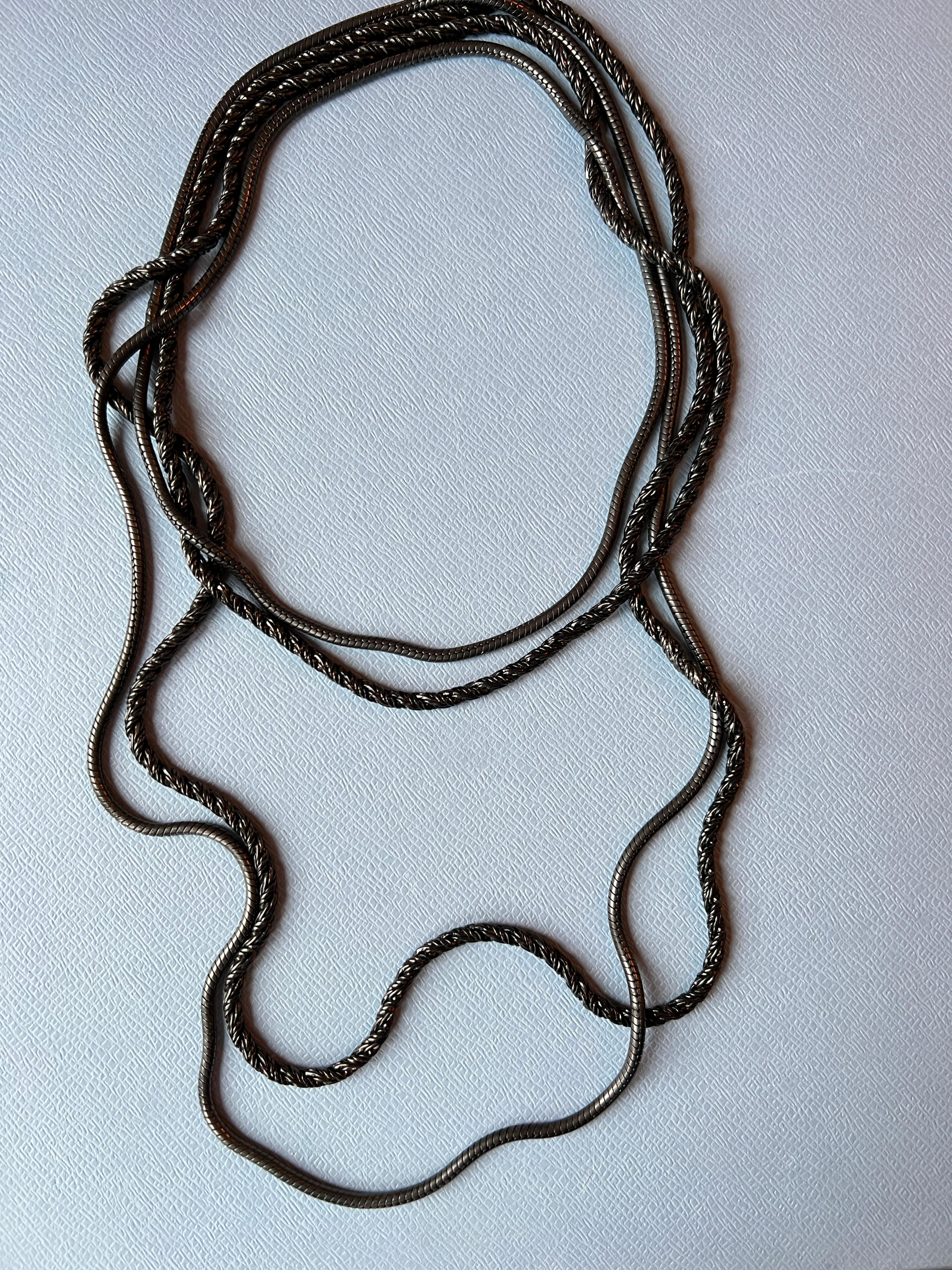 Chunky Chain Necklace Ruthenium Gun Metal Vintage For Sale 1
