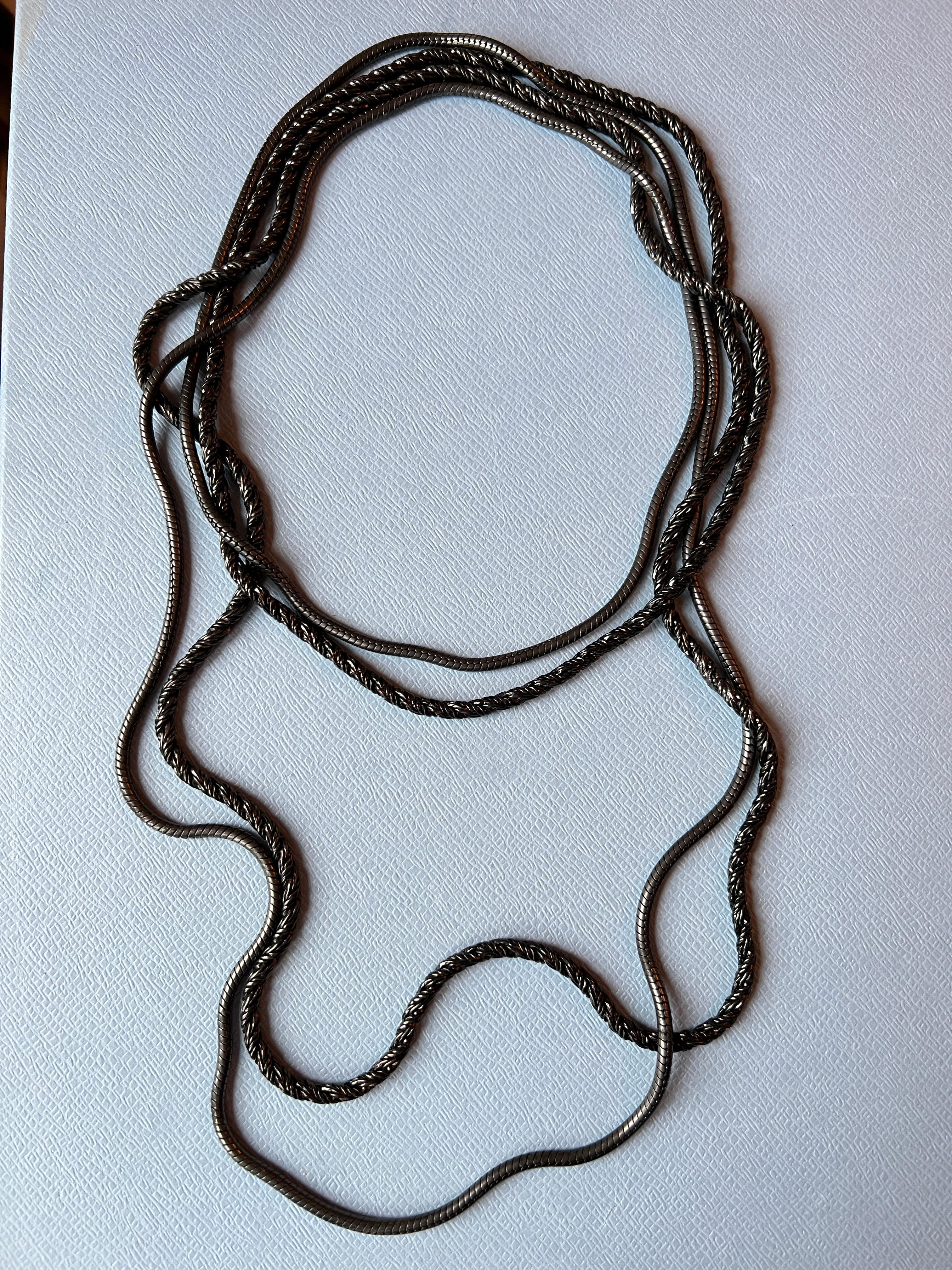 Chunky Chain Necklace Ruthenium Gun Metal Vintage For Sale 2