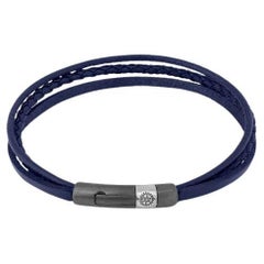Ruthenium versilbertes Sterlingsilber Gear Click-Armband mit braunem Leder, Größe M