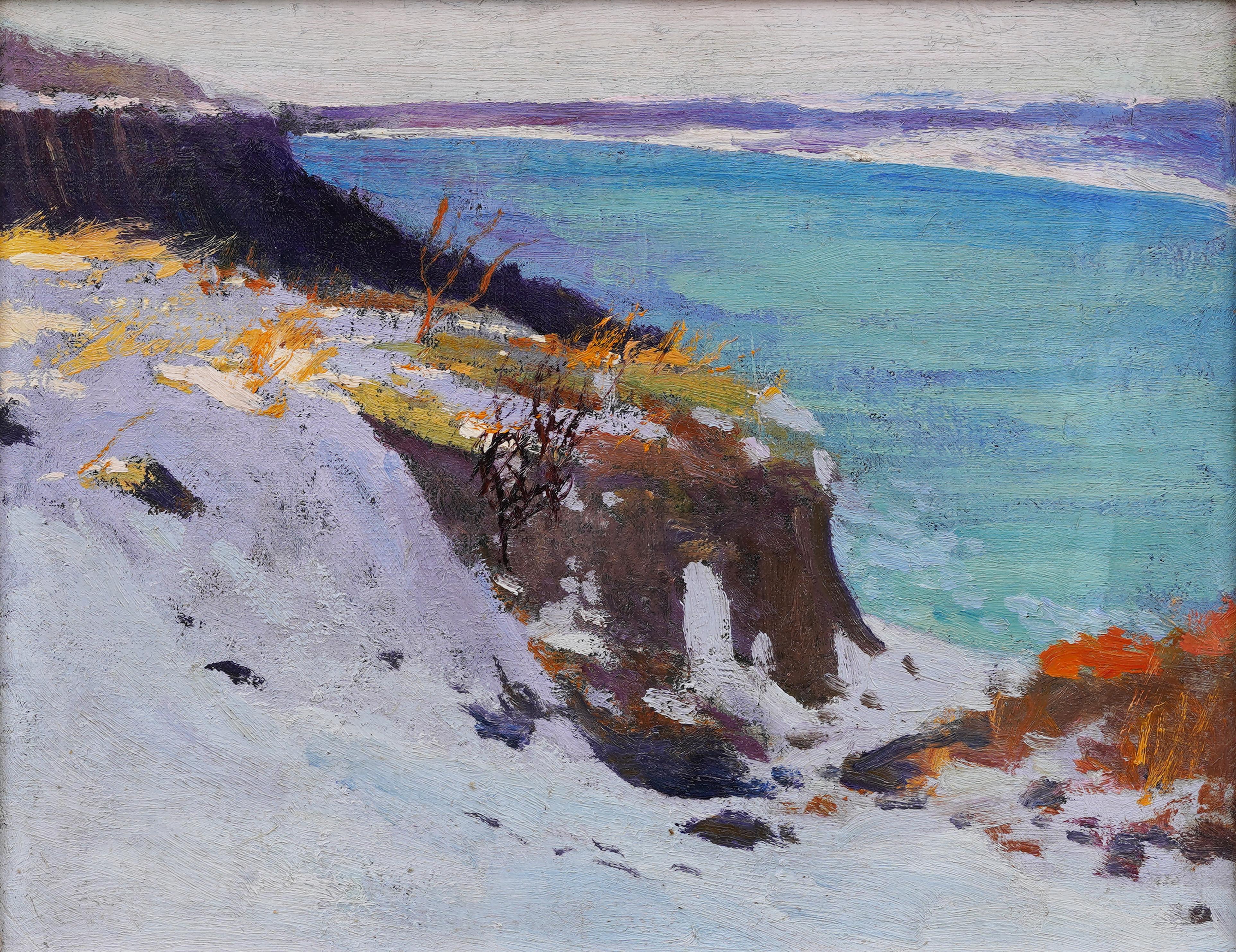 Ancienne peinture d'origine rare d'un paysage d'hiver encadré impressionniste américain - Impressionnisme Painting par Rutherford (John Rutherford) Boyd (1884 - 1951)