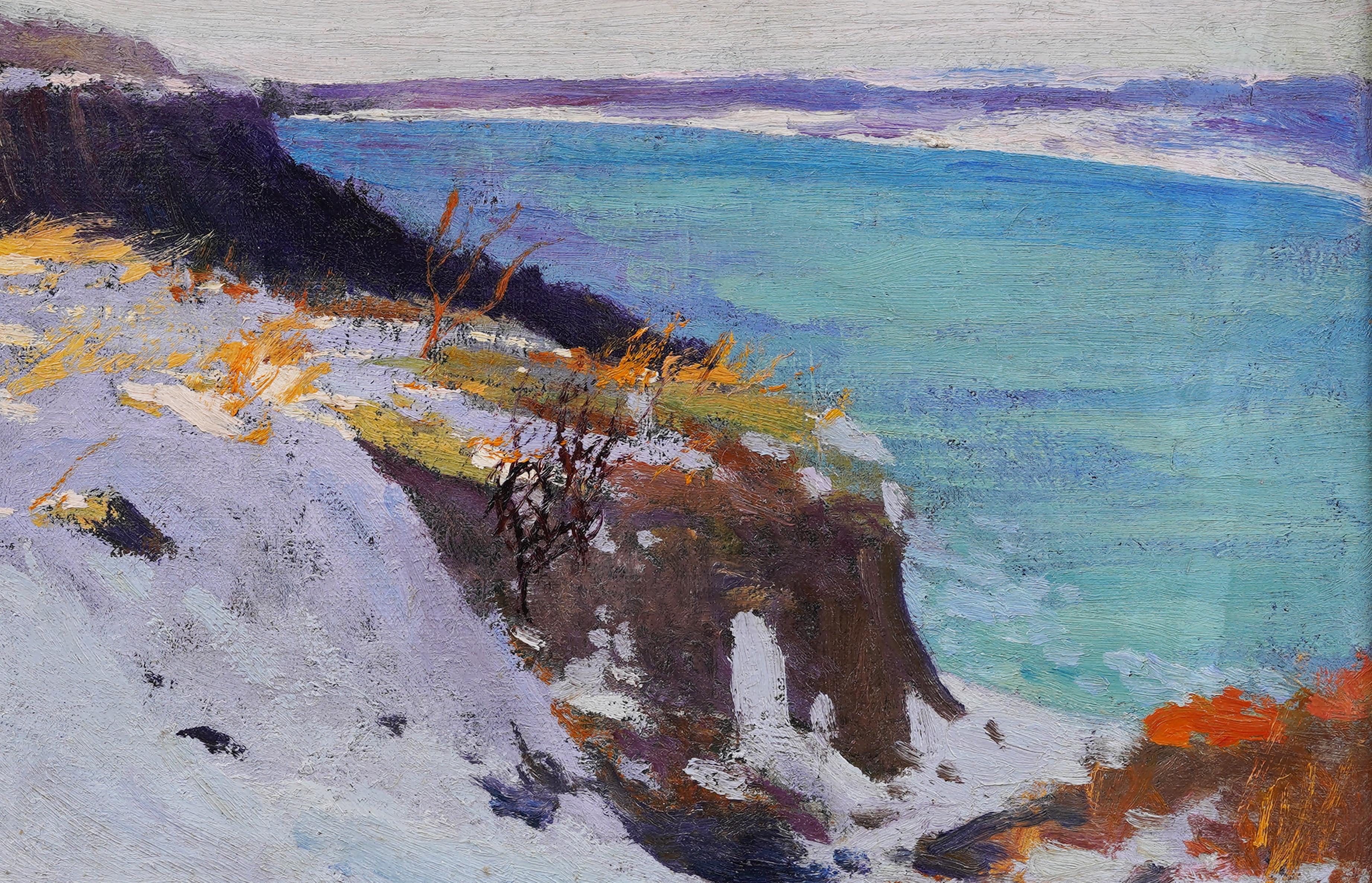 Antique American Impressionist Framed Winter Landscape Rare Original Painting For Sale 1