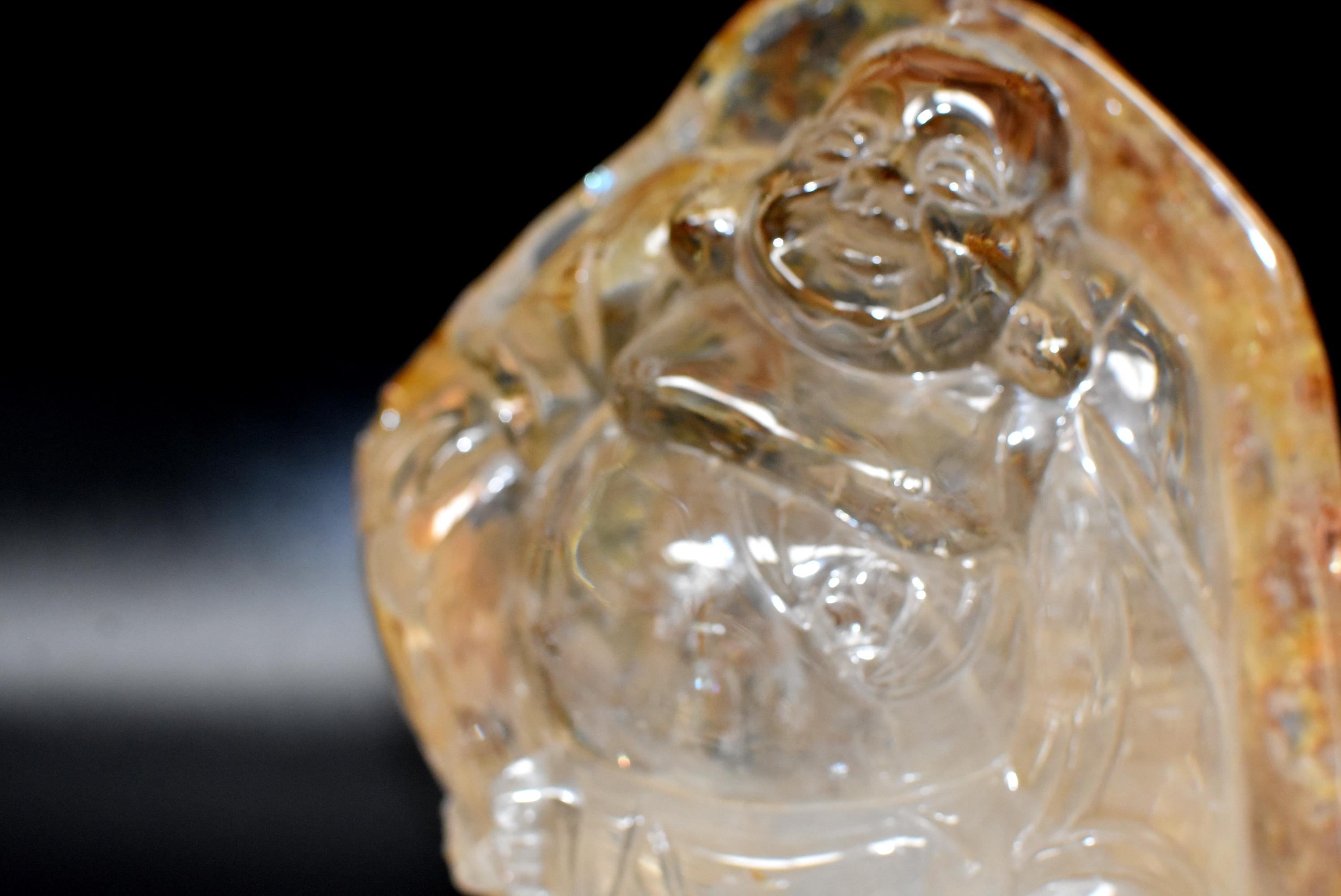Crystal Happy Buddha Statue, 7 lb For Sale 4