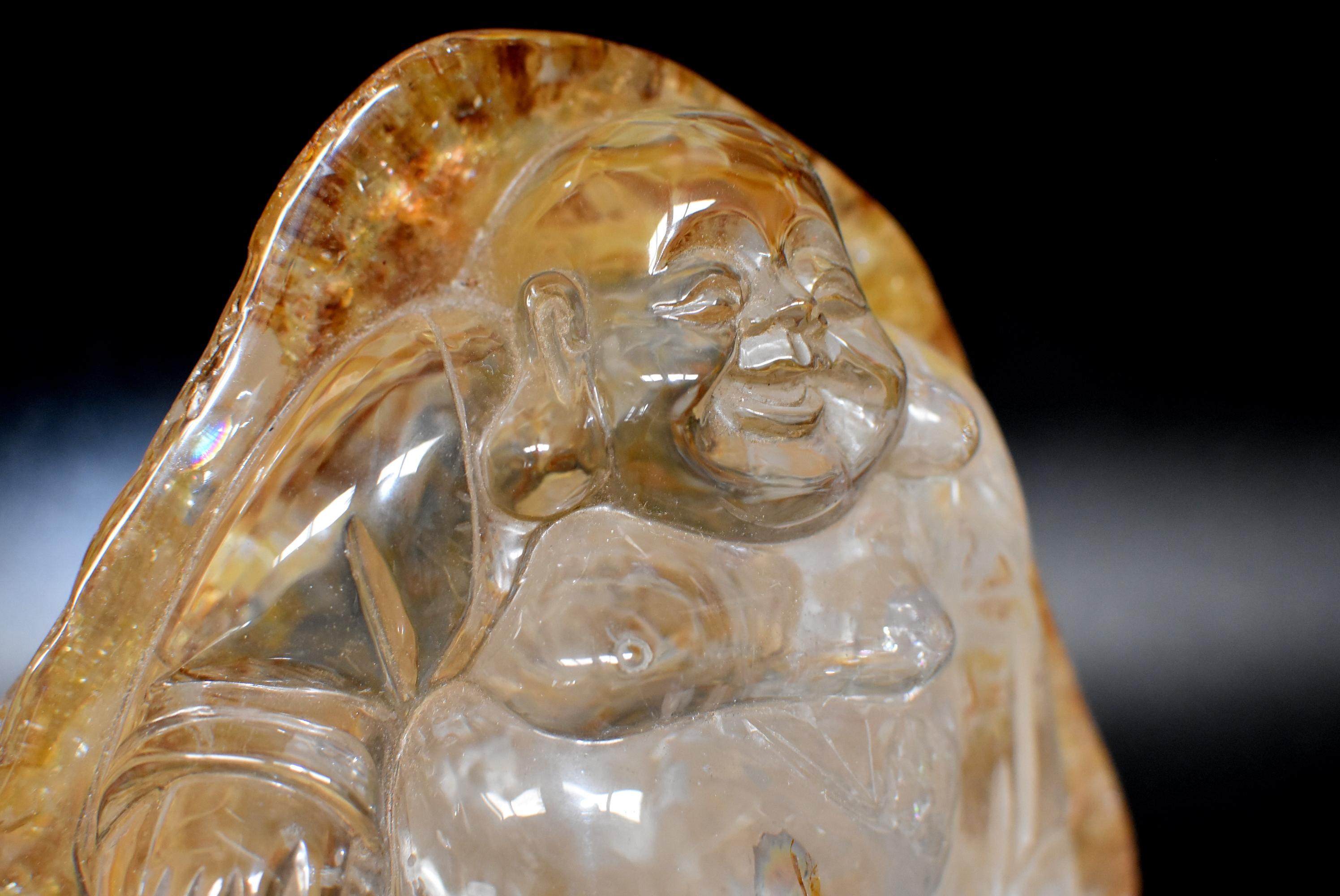 Crystal Happy Buddha Statue, 7 lb For Sale 5