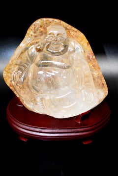 Rock Crystal Gold Rutile Happy Buddha 7 lb