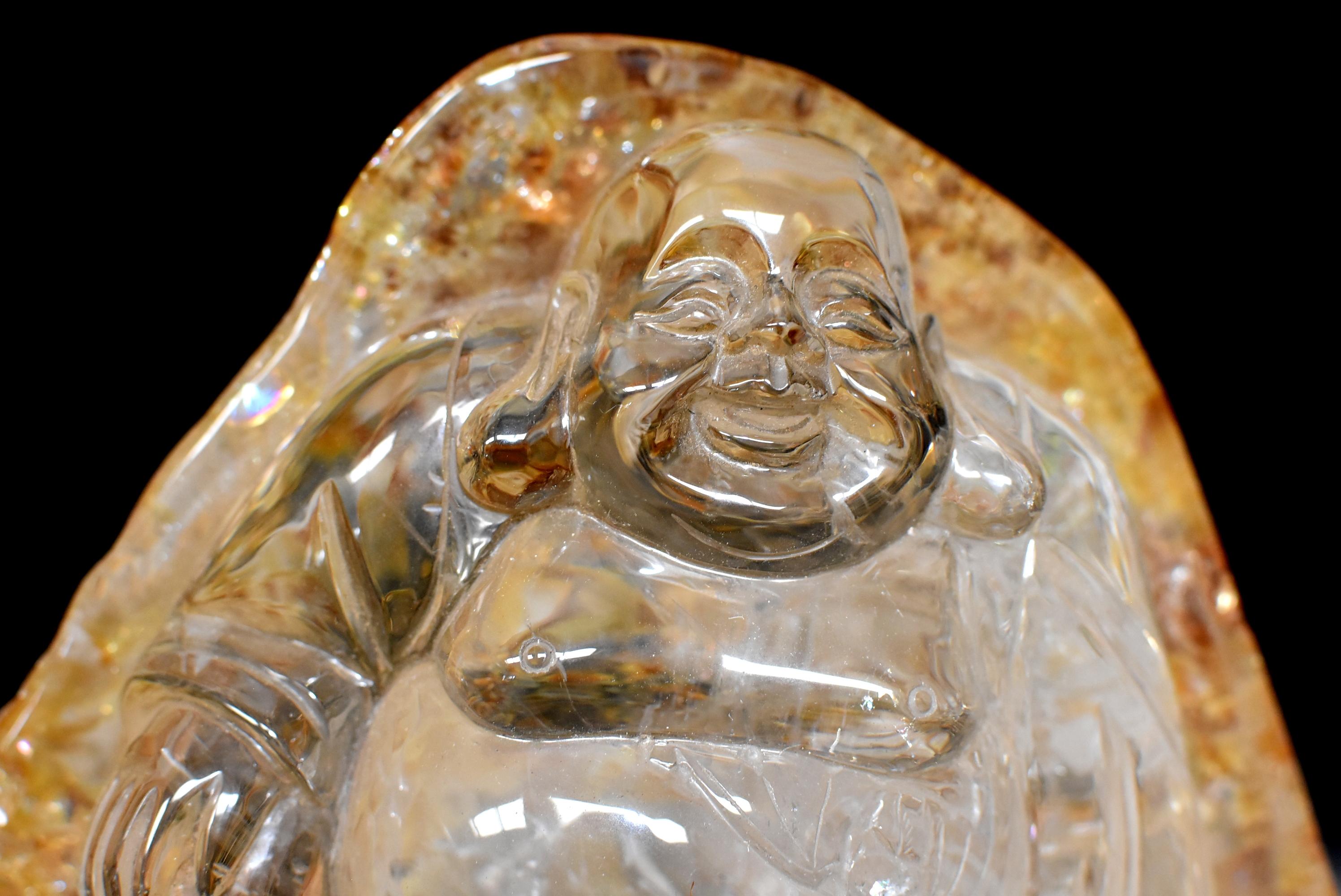 Happy Buddha-Statue aus Kristall, 7 lb im Zustand „Gut“ im Angebot in Somis, CA