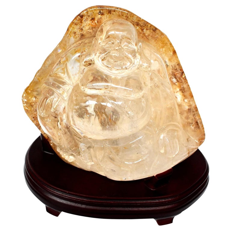 Crystal Happy Buddha Statue, 7 lb For Sale at 1stDibs buddha crystal statue