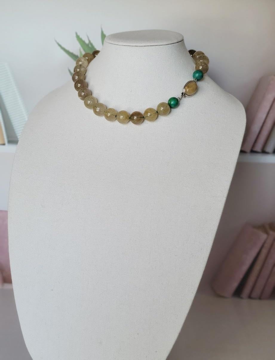 Collana in quarzo oro rutilato e turchese in vendita 5