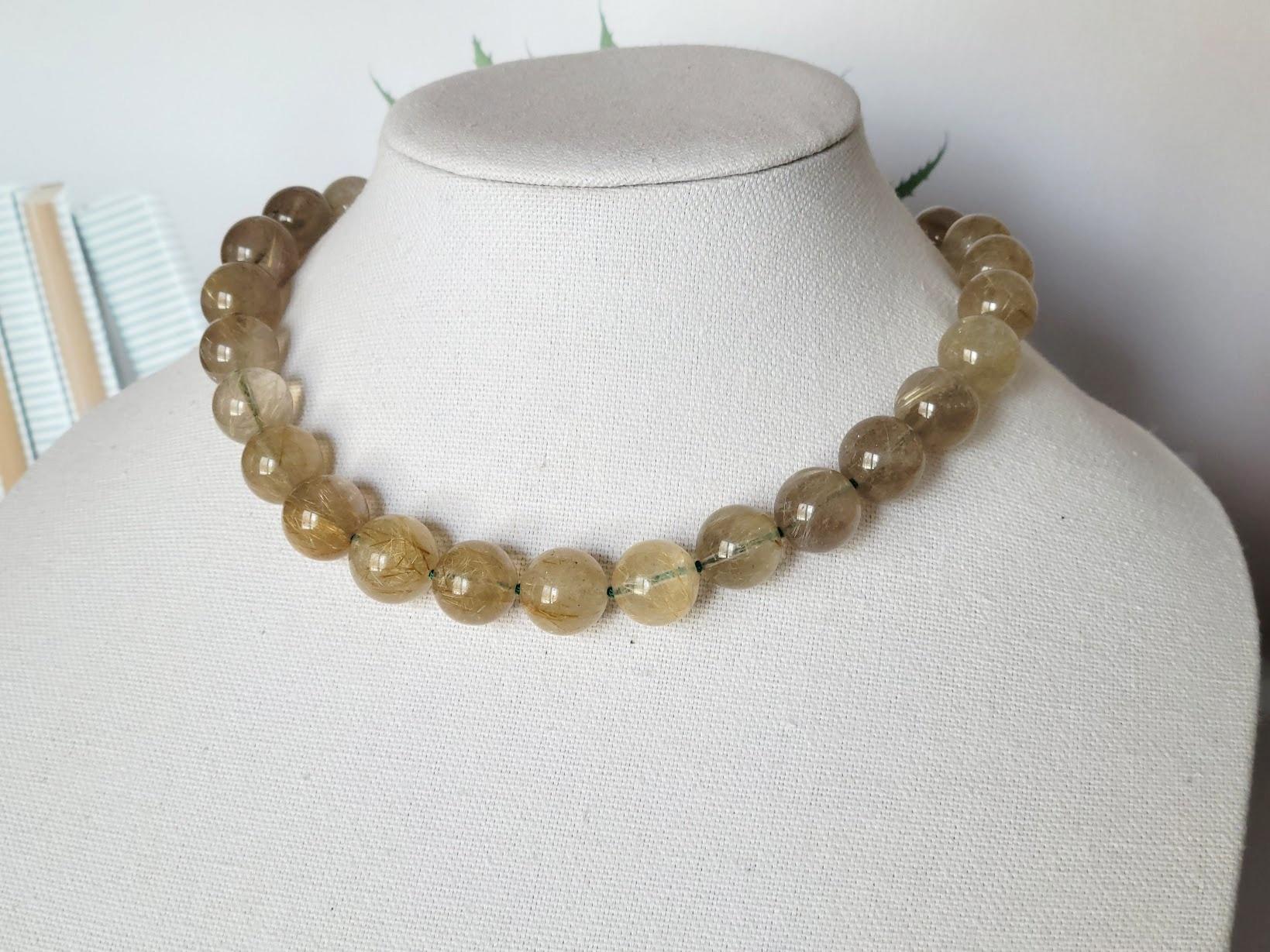 Collana in quarzo oro rutilato e turchese in vendita 6