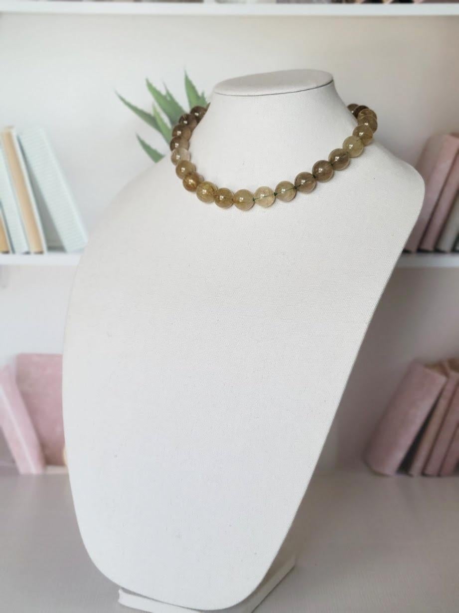 Collana in quarzo oro rutilato e turchese in vendita 1
